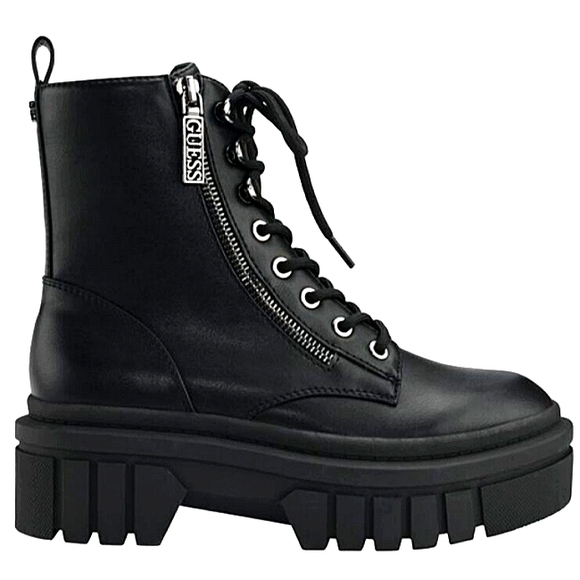 New w/o Box Guess Ferina Vegan Leather Lug Sole Lace-Up Combat Boots. size 10 - Picture 4 of 8